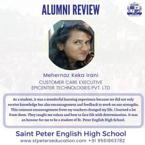 Read more about the article Our alumni, Mehernaz Keka Irani leaves a wonderful review for St Peter English High School